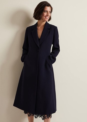 Phase Eight Juliette Crepe Coats Navy USA | 5438160-JB